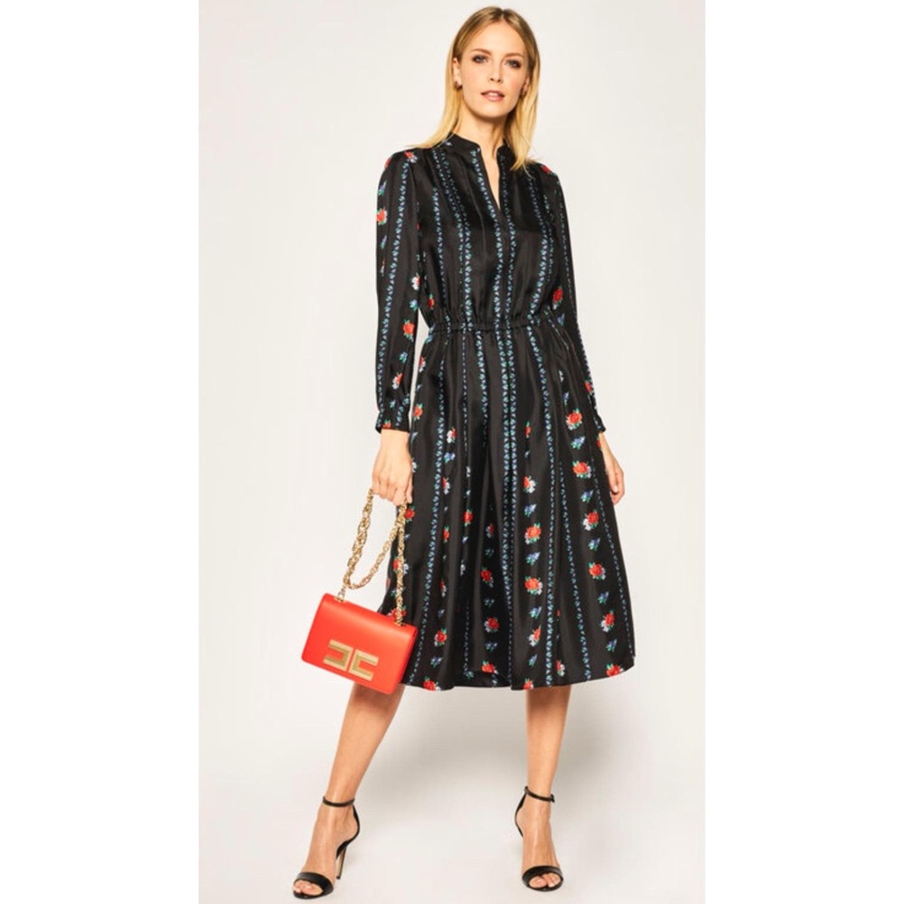 Tory Burch PRINTED LONG-SLEEVE DRESS 100% silk